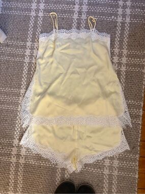 Aritzia serif satin camisole and shorts